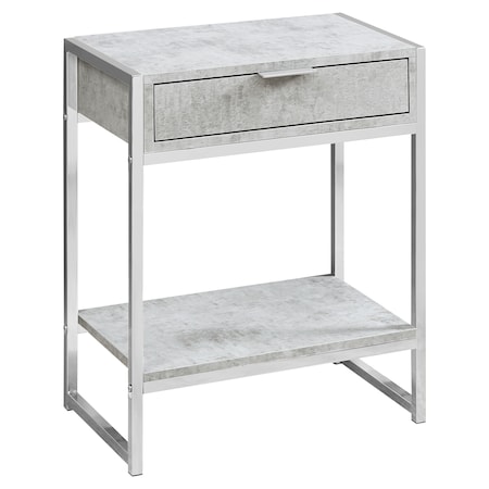 Monarch Specialties Accent Table - 24"H / Grey Cement / Chrome Metal I 3481